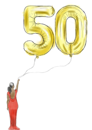 KitsCH Noir Woman 50 Birthday Card