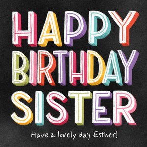 Moonpig Typographic Birthday Card For Sister