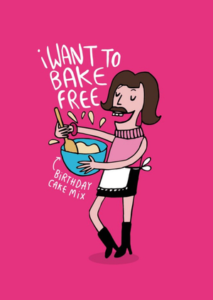 Illustrated I Want To Bake Free Card