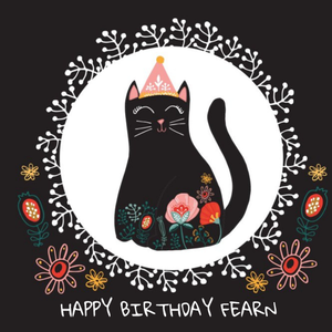 Moonpig Black Kitty Cat Personalised Name Happy Birthday Card