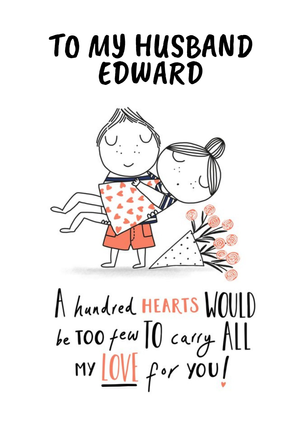 Cute Cartoon Couple All My Love Husband Valentine's Day Card