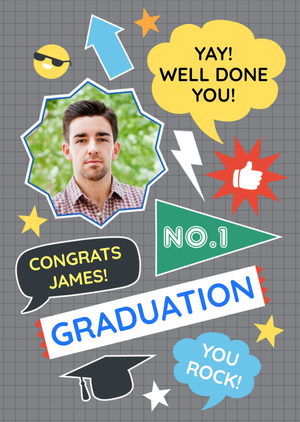Colourful Icons Personalised Graduation Congrats Card