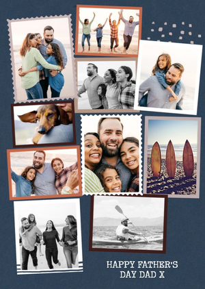 Modern Ten Photo Upload Collage Dad Father's Day Card