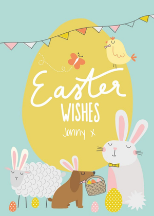 Cute Easter card - Easter wishes - Easter egg hunt