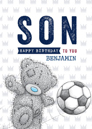 Cute Tatty Teddy Card - Happy Birthday Son - Football