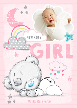 Me To You Tatty Teddy Baby Girl Photo Upload Card