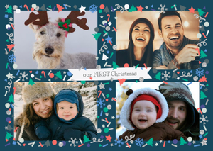 Oh Cheers! 4-Photo Upload Horizontal Christmas Card