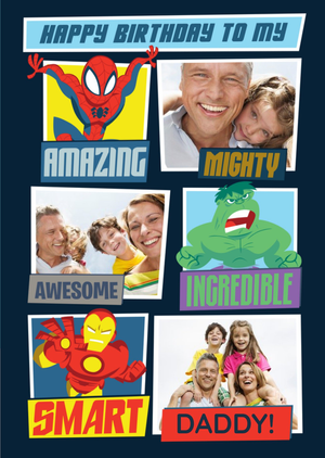 Marvel Comics Superheroes Photo Upload Birthday Card