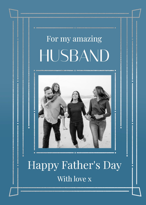Art Deco Photo Upload Husband Father's Day Card
