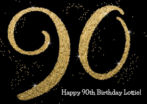 Metallic Gold Glitter 90th Personalised Birthday Card