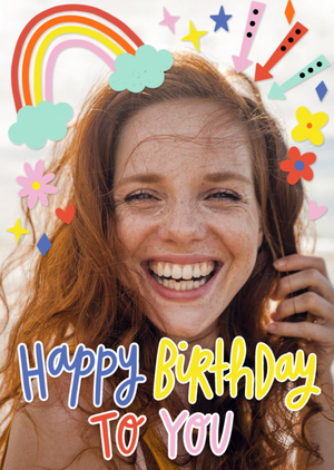 Happy Birthday To You Bright Graphic Photo Upload Birthday Card