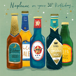Moonpig Designers Illustration Design Drinks Bottles Nephew On Your 30th Birthday Card