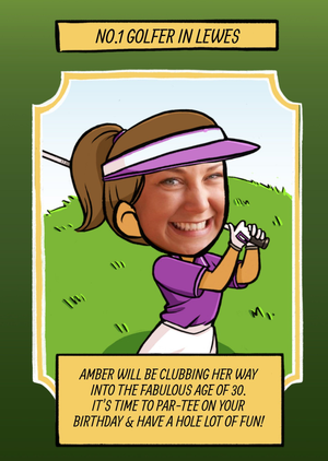 Birthday Card - Face In The Hole - Female - Photo Upload - Sport - Golfer
