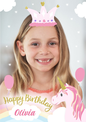 Incognito Unicorn Photo Upload Birthday Card
