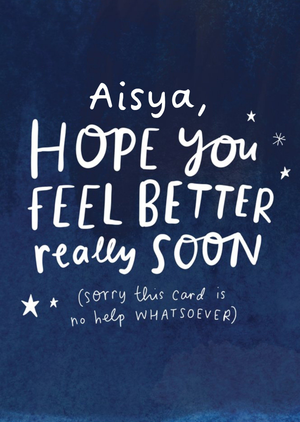 Personalised Typographic Hope You Feel Better Star Card