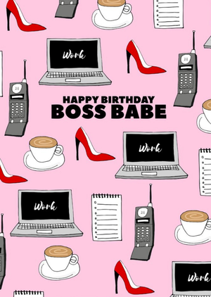 Illustration Happy Birthday Boss Babe Card