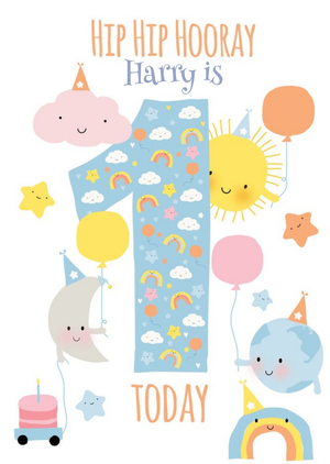 Hip Hip Hooray Personalised Happy 1st Birthday Card