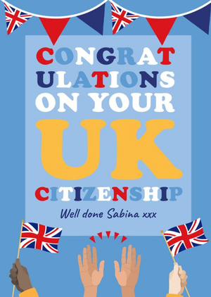 Congratulations On Your UK Citizenship Union Jack Bunting Card