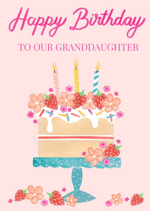 Okey Dokey Illustrated Birthday Cake Granddaughter Birthday Card