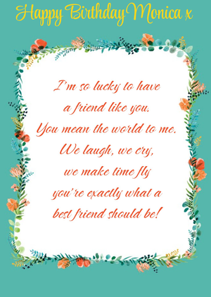 Lucky To Have A Friend Like You Floral Verse Birthday Card