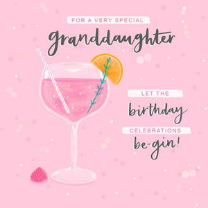 Moonpig Illustrated Gin Cocktail Glass Granddaughter Birthday Card
