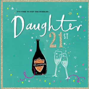 Moonpig Designers Typographic Design Drinks Champagne Daughter 21st Birthday Card