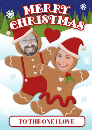 Gingerbread Face Photo Upload Christmas Card