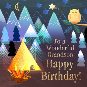 Moonpig Camping To A Wonderful Grandson Happy Birthday Card