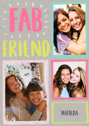 Neon Letters Fab Friend Photo And Personalised Name Card