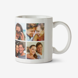 Photo upload personalised mug with 6 photos and text box