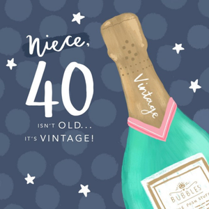 Moonpig Modern Illustration Champagne Bottle Niece 40 Isnt Old Its Vintage Birthday Card