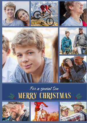 For A Special Son Multiple Photo Upload Christmas Card