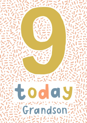 Party Popper Illustrated Confetti 9 Today Grandson Birthday Card