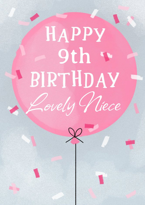 Okey Dokey Illustrated Balloon Confetti Lovely Niece 9th Birthday Card