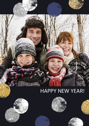 Painted Polka Dots Happy New Year Photo Card