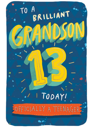 To A Brilliant Grandson 13 Today Officially A Teenager Card