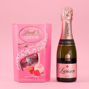 Lanson Rose Champagne with Strawberries and Cream Truffles