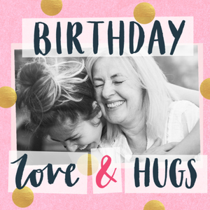Moonpig Birthday Card - Love And Hugs - Photo Upload