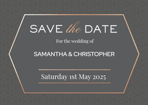 Geometric Pattern Graphic Typographic Wedding Save The Date Card