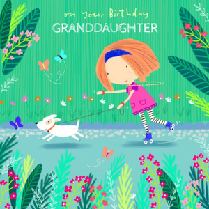Moonpig Designers On Your Birthday Granddaughter Illustrated Roller Skating Girl Card
