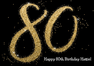 Metallic Gold Glitter 80th Personalised Birthday Card