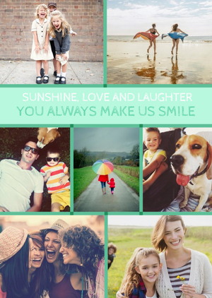 Bright Green Banner Multi-Photo And Personalised Text Card