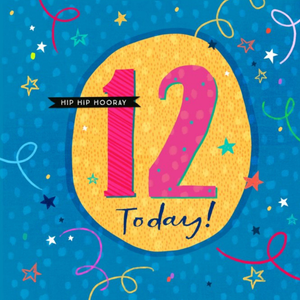 Moonpig Designers Modern Typographic Design Hip Hip Hooray 12 Today Birthday Card