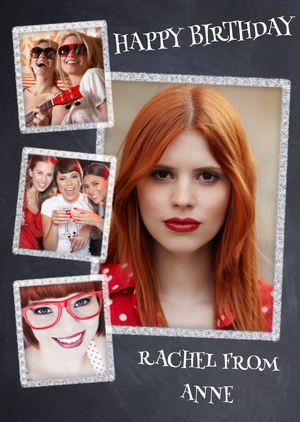 Chalboard Effect Personalised Photo Upload Happy Birthday Card