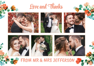 Floral Modern Wedding Card - Wedding Thanks - Love and Thanks - Photo Upload