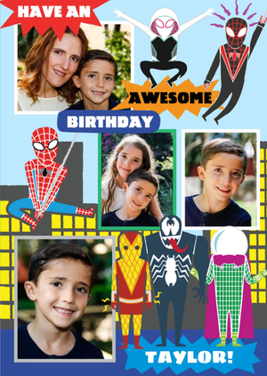 Marvel Spiderman Characters Photo upload Birthday Card