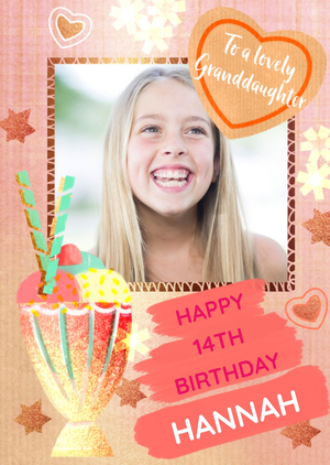 Milkshake To A Lovely Granddaughter Framed Photo Upload Birthday Card