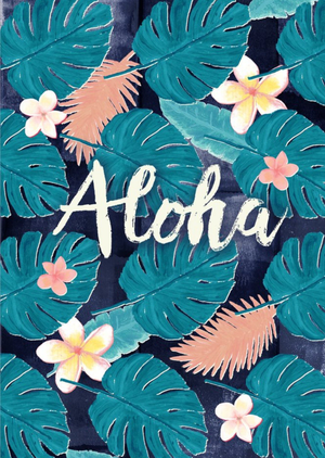 Aloha Painted Leaf Print Card