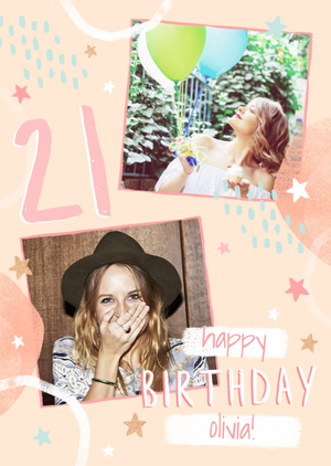 21st Birthday Friend Photo Upload Card