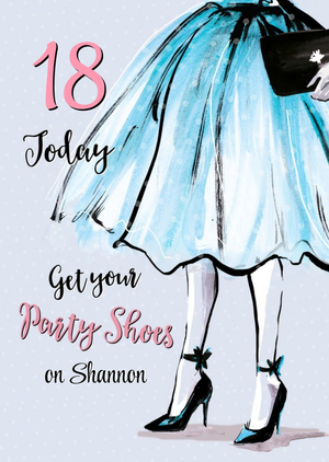 Fashion Illustration Birthday Card get your party shoes on